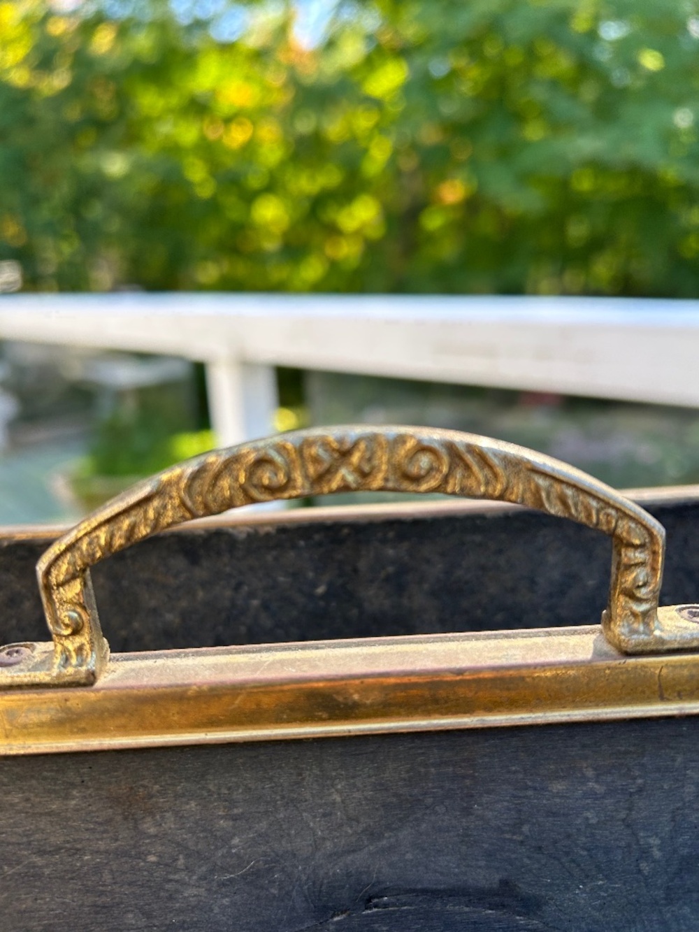 Vintage Embossed Brass Magazine Rack - Picture 3 of 9